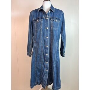 Gap Denim Dress Small Petite Medium Wash Button Front Midi SP Women